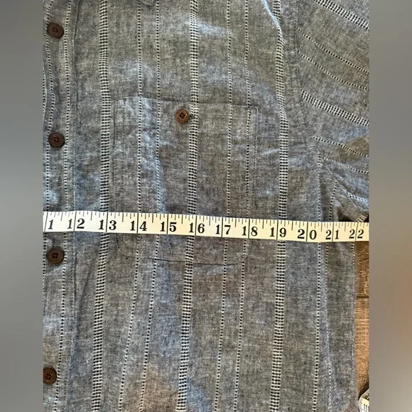 Patagonia Back Step Shirt Large Chambray Navy Button Down Short Sleeve EUC - Picture 3 of 8